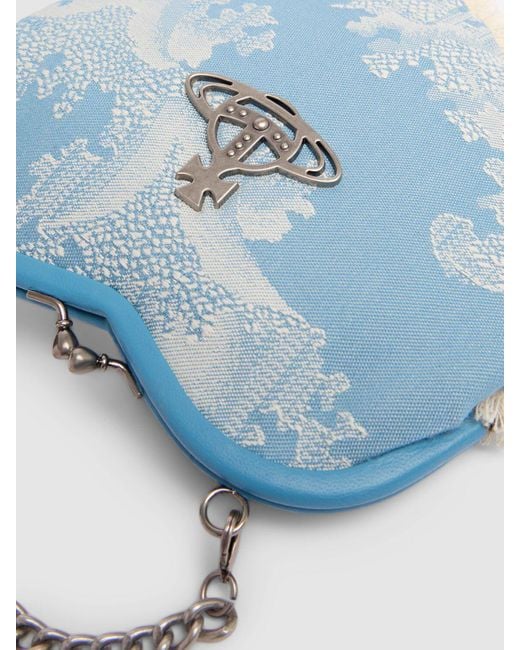 Vivienne Westwood Blue Belle Heart Frame Cotton Top Handle Bag