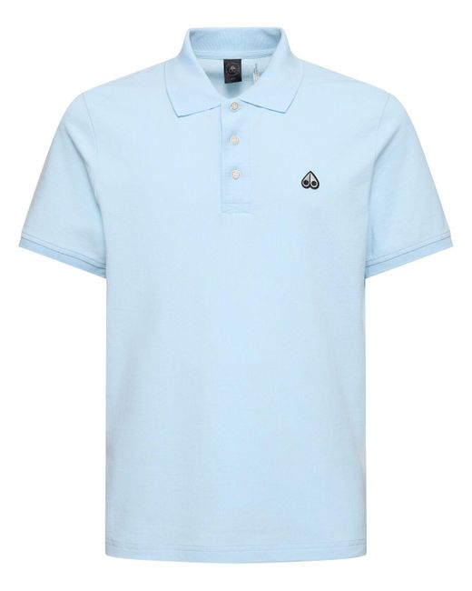 Moose Knuckles Blue Piqué Cotton Polo Shirt for men