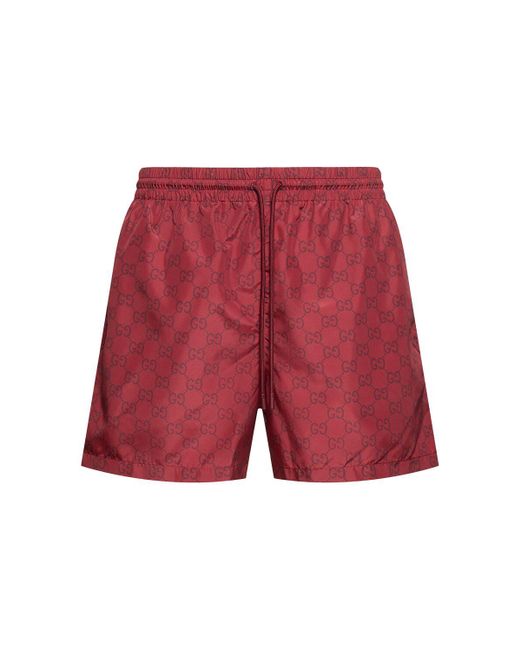 Gg nylon swim shorts di Gucci in Red da Uomo