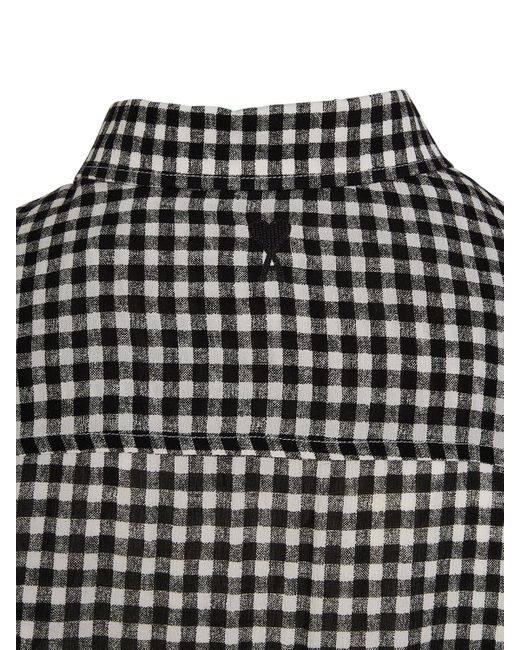 AMI Black Check Print Viscose Crepe Shirt for men