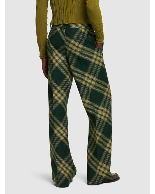 Pantaloni in lana check di Burberry in Green da Uomo
