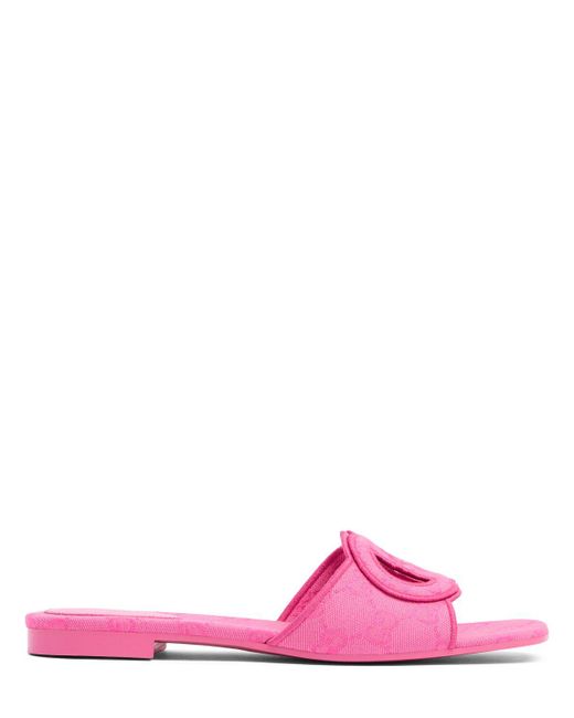 Gucci Pink 10mm Interlocking G Canvas Slide Sandals