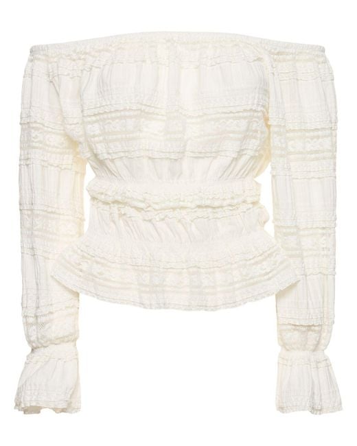 Designers Remix White Avery Off-the-shoulder Lace Shirt