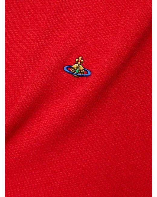 Vivienne Westwood Red Logo Embroidery Mohair Knit Sweater for men