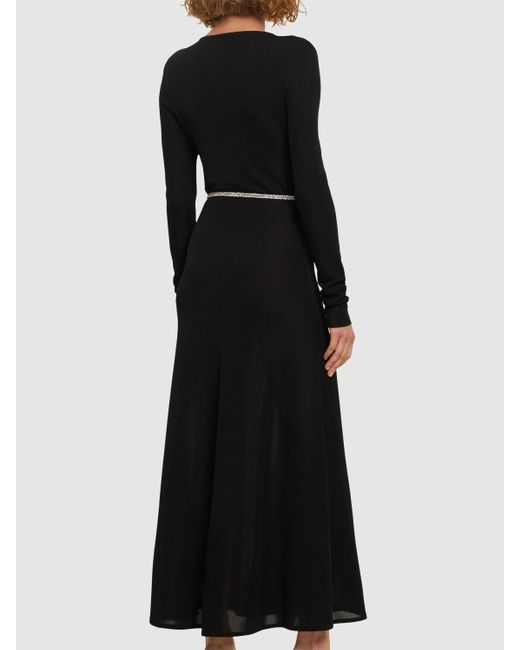 Alexandre Vauthier Black Viscose Knit Dress W/ Embellished Belt