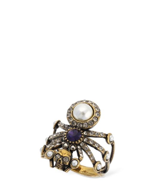 Alexander McQueen White Spider Brass Ring
