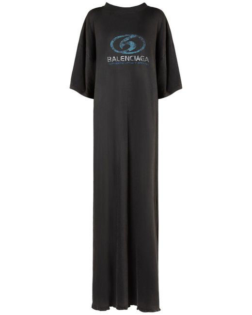 Balenciaga Black Cotton Maxi T-shirt Dress