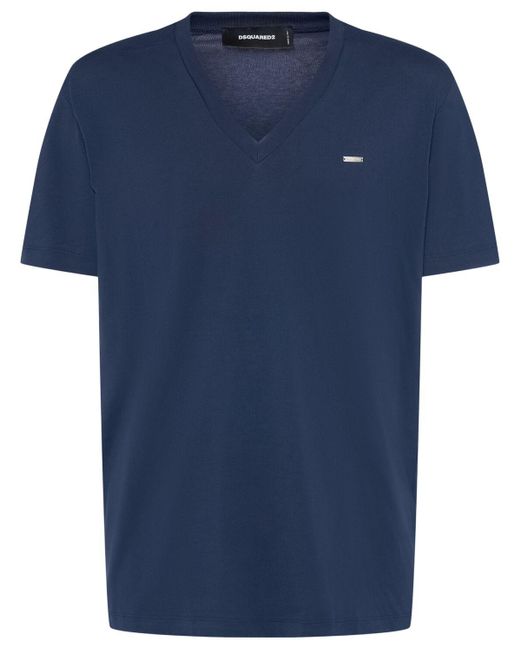 Hombre Camiseta De Algodón Estampado DSquared² de hombre de color Blue