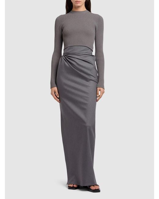 Max Mara Navonaウエストラップロングスカート Gray