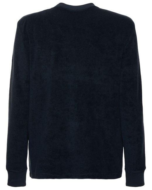 Moncler Blue Logo Detail Cotton Crewneck Sweatshirt for men