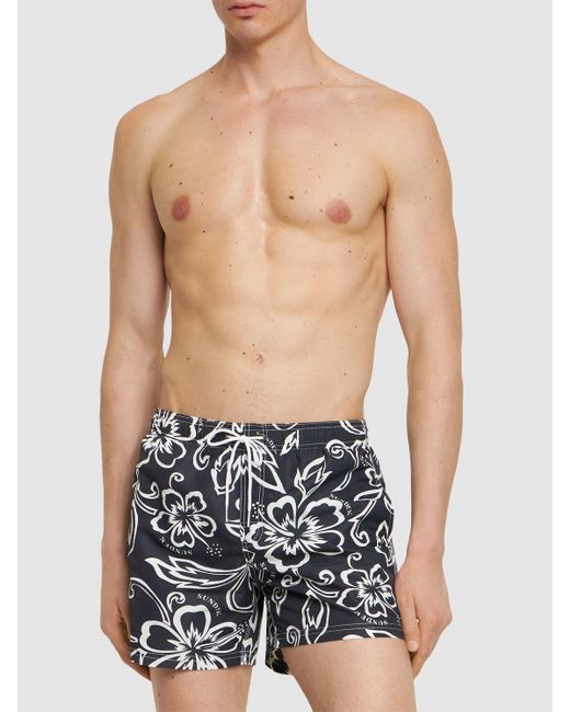 Sundek White Archive Print Nylon Swim Shorts for men