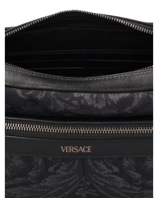 Versace Black Logo Jacquard Toiletry Bag for men