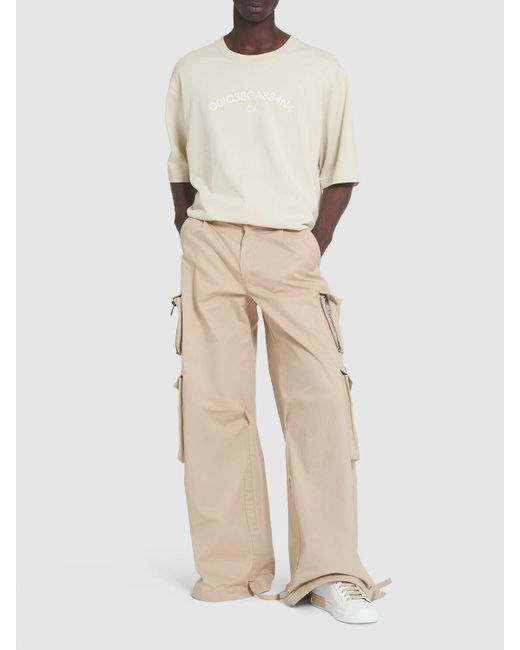 Dolce & Gabbana Natural Wide Cotton Cargo Pants for men