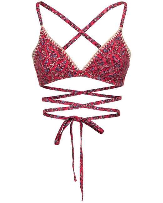 Isabel Marant Red Solange Wraparound Bikini Set