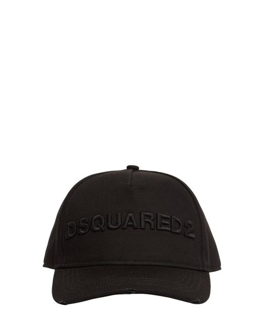 Gorra de gabardina de algodón con logo bordado DSquared² de hombre de color Black