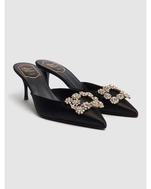 Roger Vivier Flower Strass サテンミュール 65mm Black