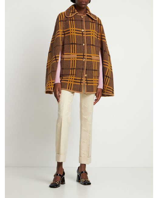 Gucci Brown Love Parade Reversible Jacquard-knit Wool-blend Cape