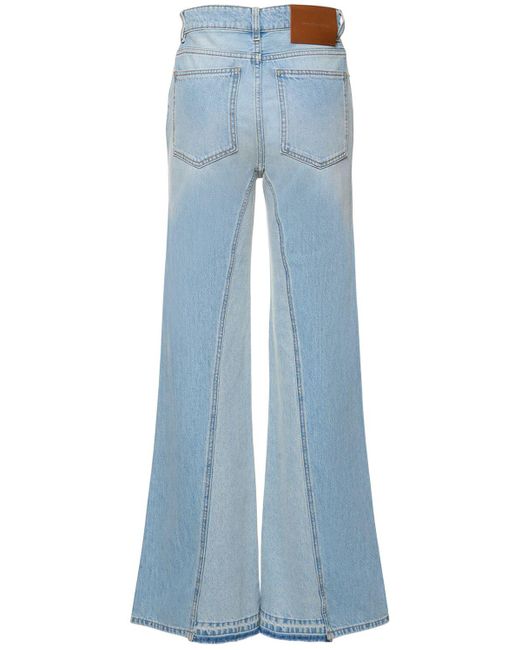 Jeans bianca in denim di cotone di Victoria Beckham in Blue