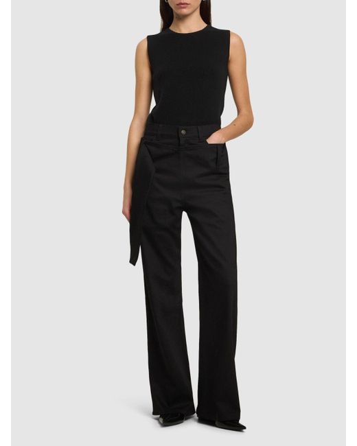 Courreges Black Double Belt Denim Pants