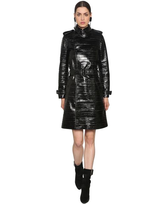 Saint Laurent Black Eel Leather Trench Coat