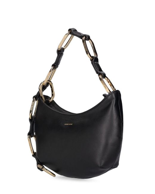 Anine Bing Black Mini Jody Leather Top Handle Bag