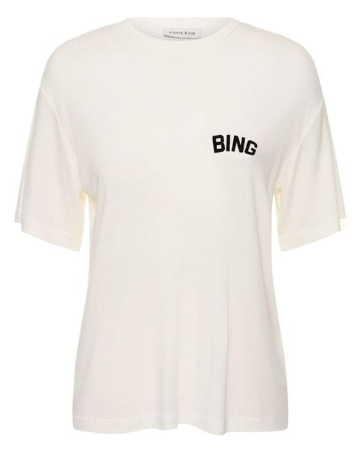 Anine Bing Louis Hollywood ビスコースtシャツ White