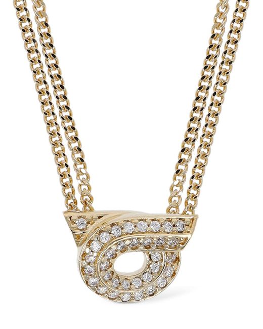 Ferragamo Metallic Ganstrass Crystal Long Necklace