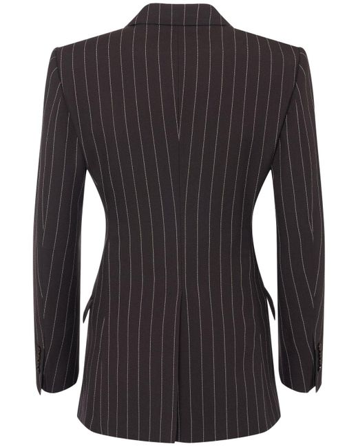 Blazer doppiopetto gessato in lana di Dolce & Gabbana in Black da Uomo