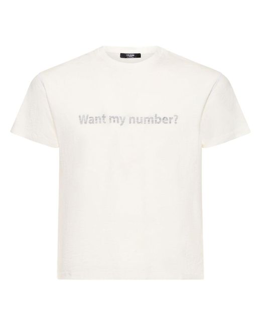 Jaded London White What's My Number? Printed Cotton T-shirt for men