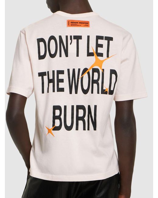 Heron Preston Natural Globe Burn Print Cotton Jersey T-shirt for men