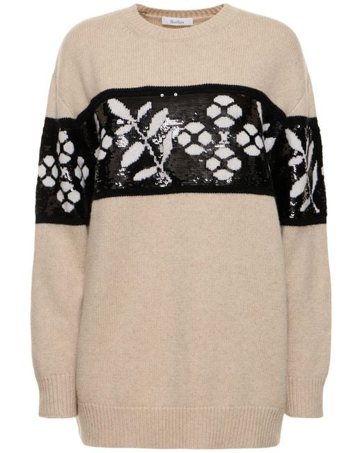 Max Mara Black faggi Sequin-embellished Wool And Cashmere-blend Jumper X