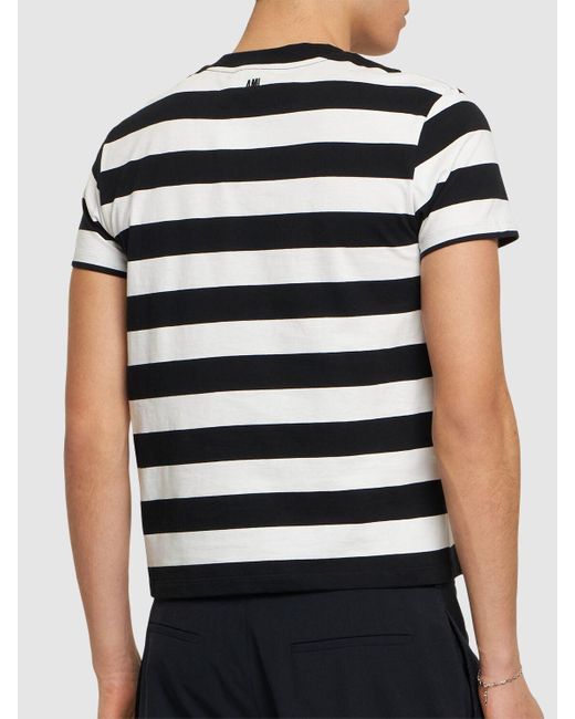 AMI Black Striped Organic Cotton Jersey T-shirt for men