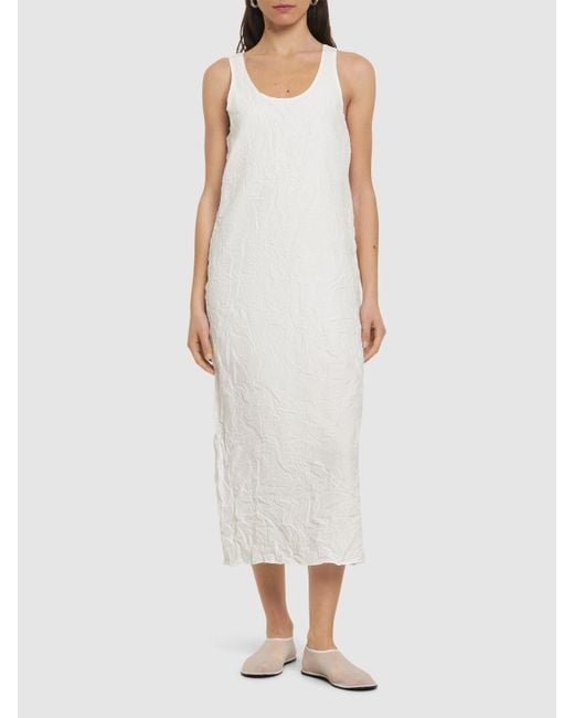 Auralee White Wrinkled Cotton Twill Maxi Dress
