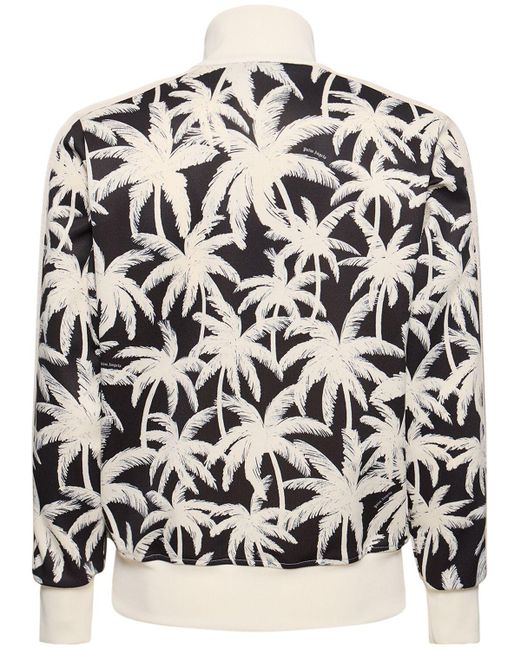 Palm Angels Black Palm Print Tech Zip-up Sweatshirt for men