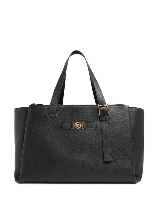 メンズ Versace Medusa Biggie レザーダッフルバッグ Black