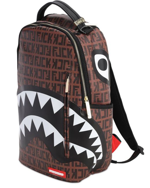 Sprayground Brown Offended Shark Backpack for men