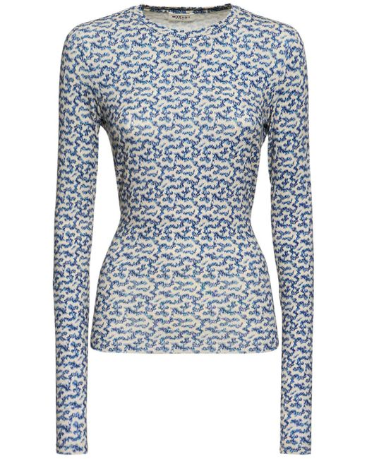 Isabel Marant Blue Bedrucktes Stretch-viskose-hemd "leonio"