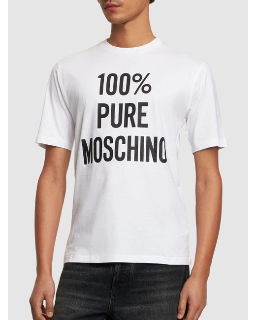 Moschino T-shirt Aus Baumwolle "100% Pure " in White für Herren