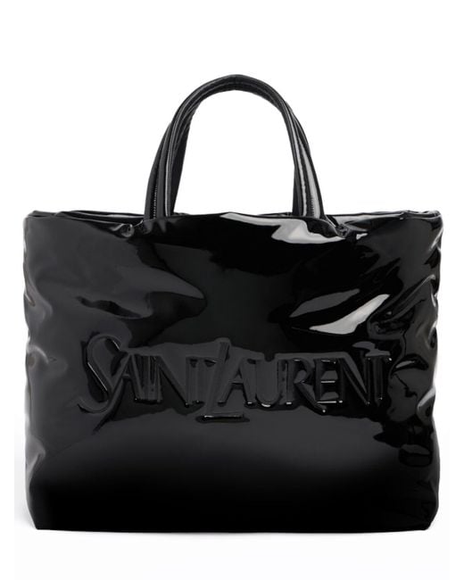 Grand sac cabas verni Saint Laurent pour homme en coloris Black