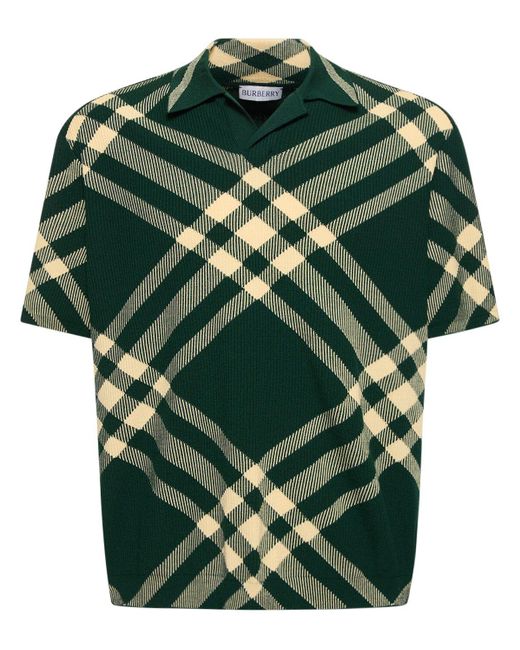 Burberry Fein geripptes Poloshirt mit Vintage-Check in Green für Herren