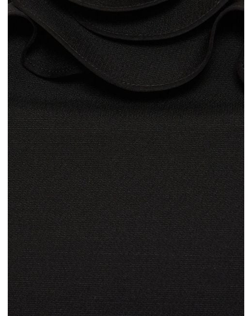 Miniabito in lana e seta con applicazione floreale di Valentino in Black