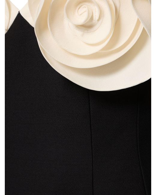 Vestito in crepe di lana e seta con rose di Valentino in Black