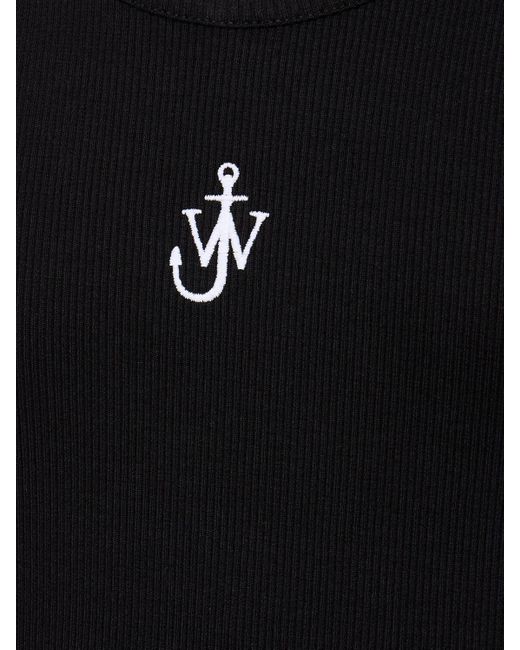J.W. Anderson Black Logo Embroidery Stretch Cotton Tank Top for men