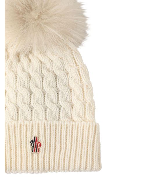 Bonnet en maille de laine avec pompon 3 MONCLER GRENOBLE en coloris Natural