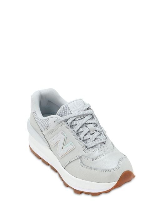 New Balance Leather 574 Platform Sneakers in Grey (Gray) | Lyst