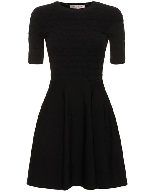 Valentino Black Knit Logo Short Sleeve Mini Dress