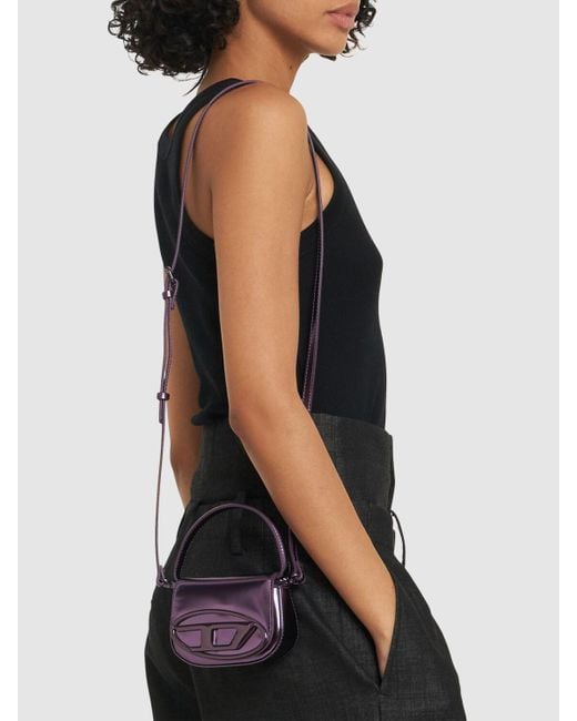 DIESEL Purple Xs 1Dr Metallic Leather Top Handle Bag Unique