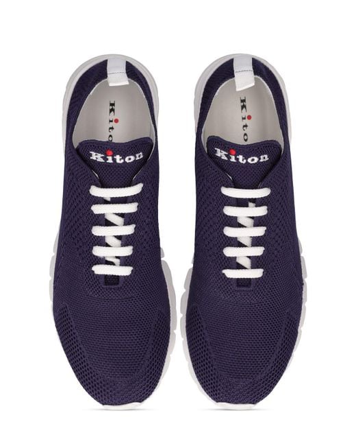 Sneakers low top in maglia di Kiton in Blue da Uomo