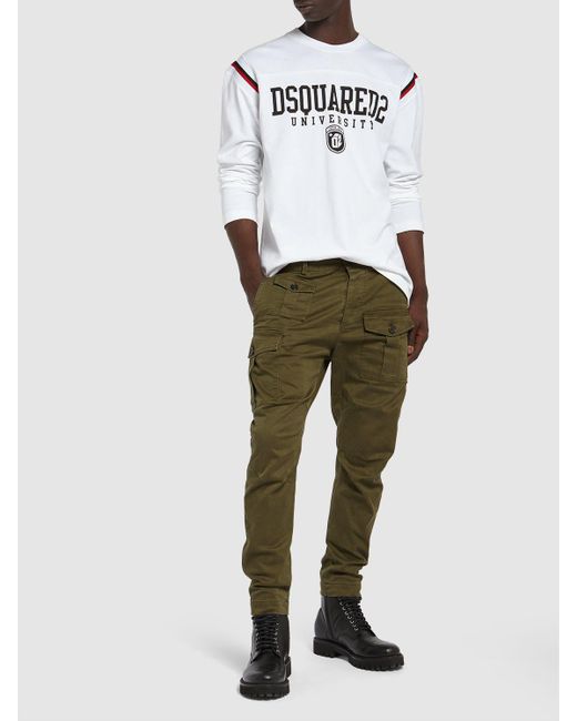 DSquared² Green Sexy Cargo Stretch Cotton Pants for men