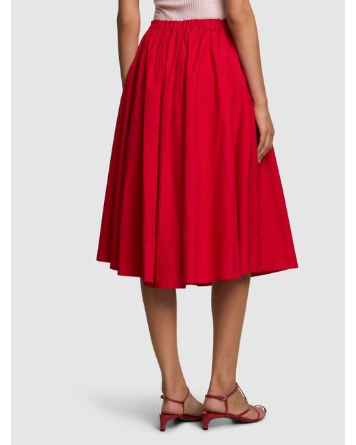 Forte Forte Red Elastic Waist Poplin Midi Skirt